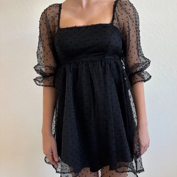 Allison + Kelly Black Babydoll mini dress, Size XS, party , romantic - Picture 5 of 9